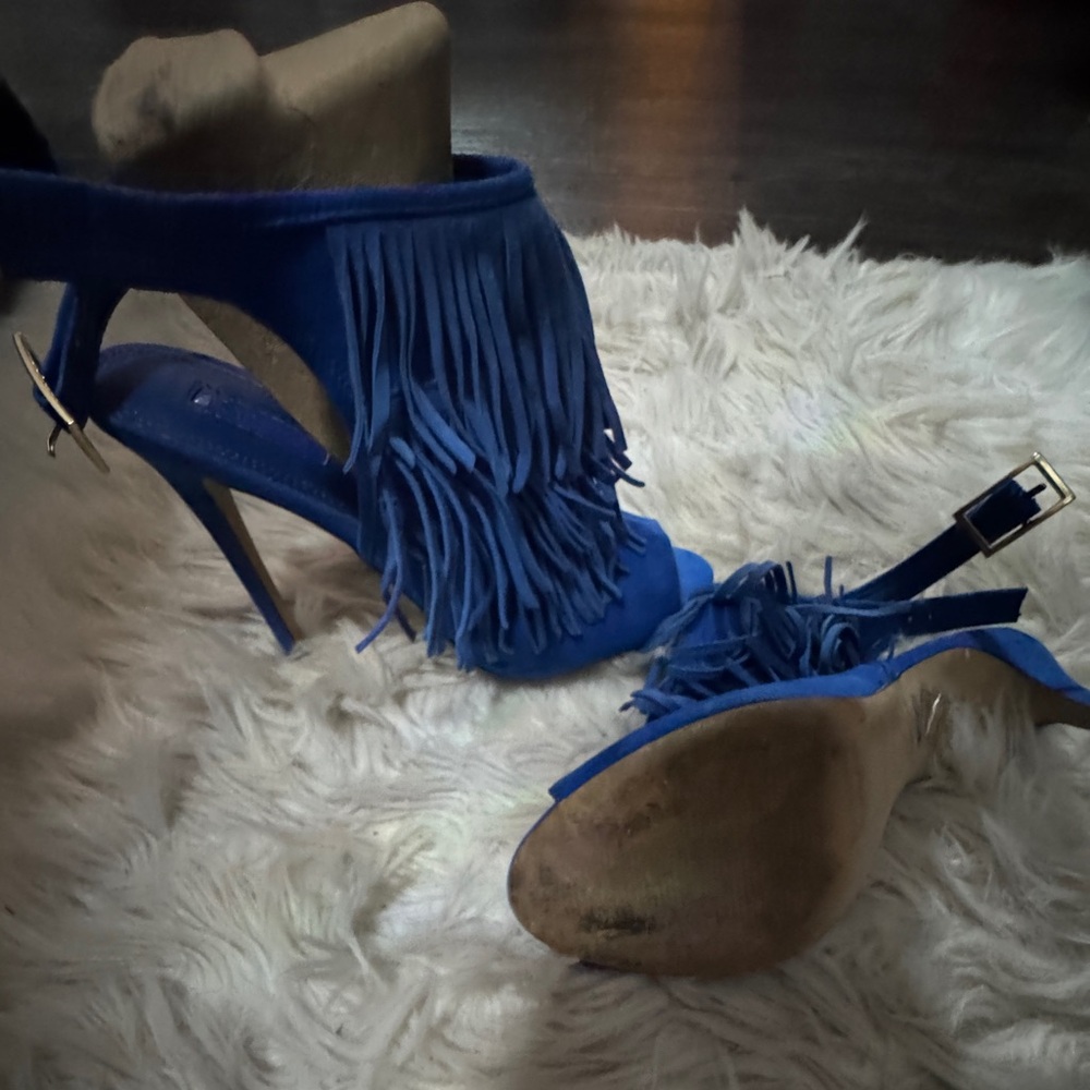 Topshop Blue Fringed Heels